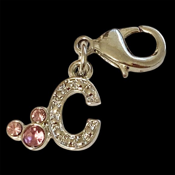 Vintage Disney Pink Crystal Mickey Mouse Ears Charm Clip On Initial Letter C - Picture 1 of 10